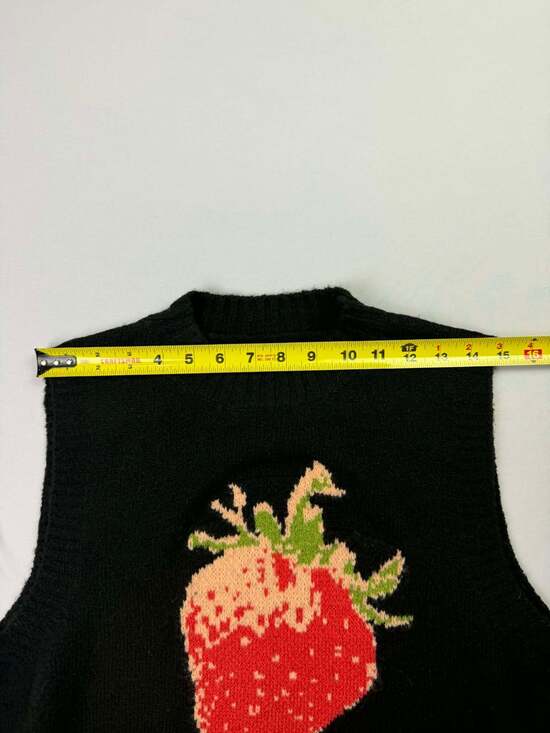 Commense Crew Neck Strawberry Knit Sweater Vest - Picture 5 of 10